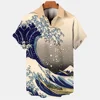 Men's Hawaiian Shirts 3D Printed Short Sleeves casual Lapel Beach Style Tops Top Retro Waves Imported-clothing Fashion 1