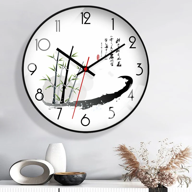 

Clock hanging wall hanging clock living room clock silent household hanging watch modern new Chinese style silent