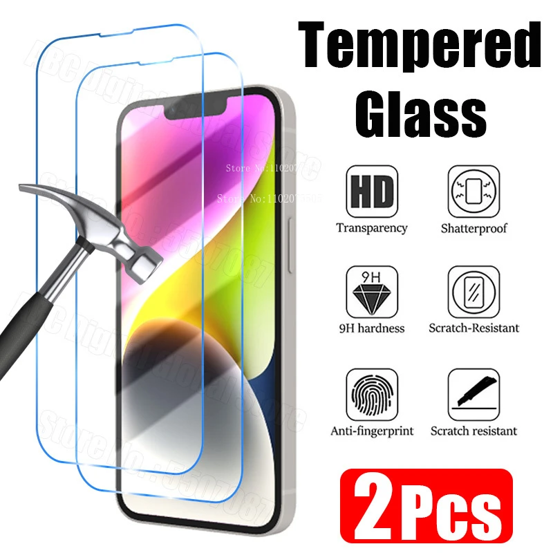 

Закаленное стекло для iPhone 15 14 13 12 11 Pro Max Mini, Защитное стекло для iPhone 14 15 Plus 7 8 X XR XS Max SE 2020 2022, 2 шт.