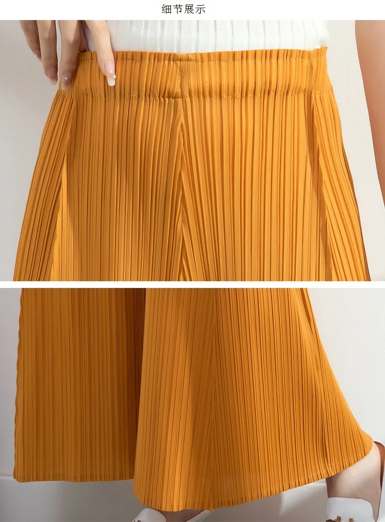 Pleated Wide Leg Pants for Woman 2024 Summer High Waist Fashion All-match Casual Elastic Waist Wide Leg Pants Women Casual Loose