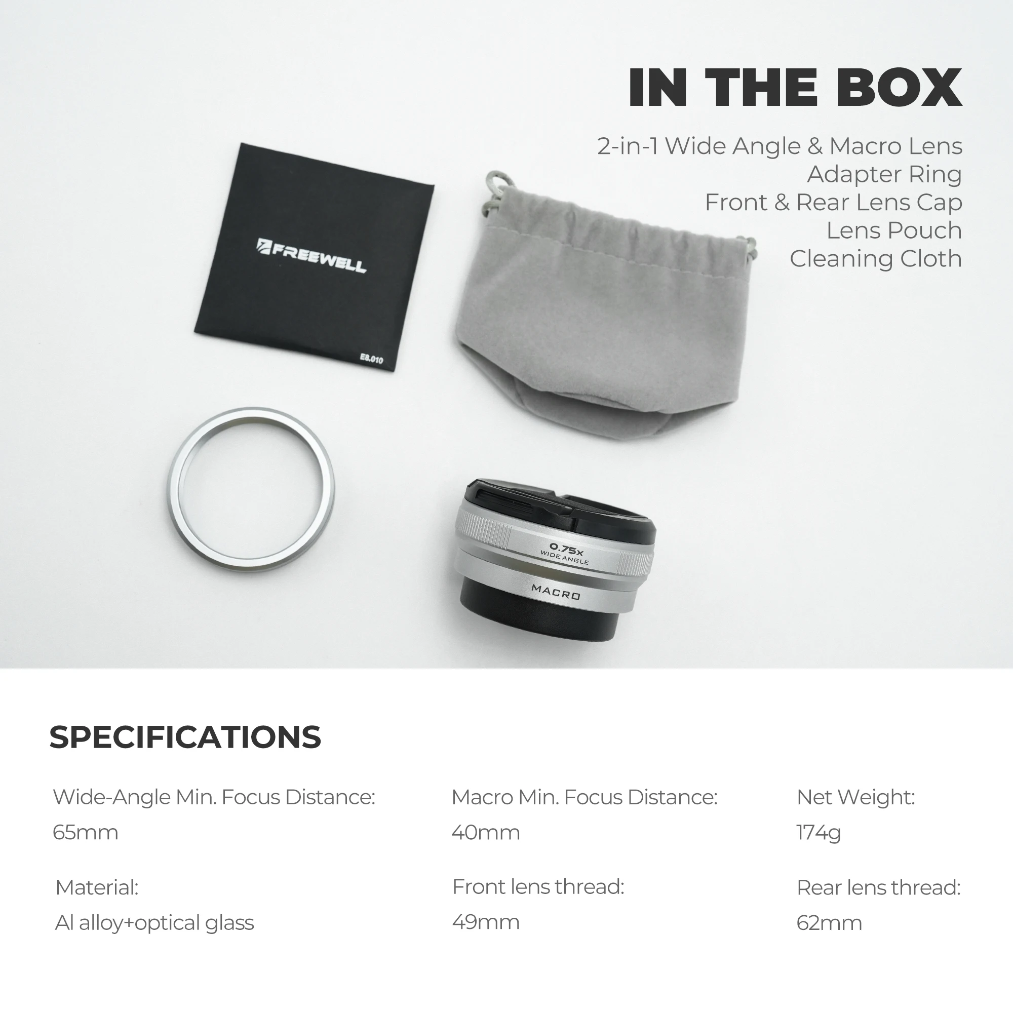 New Style 2-in-1 Macro Wide Angle Camera Lens for Fuji X100VI and X100V Fujifilm