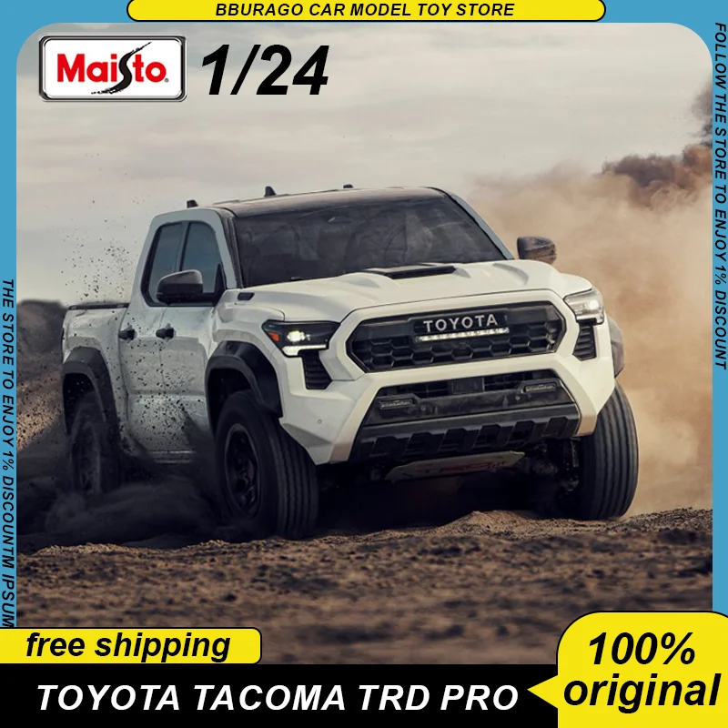 

Пикап Maisto 1:24 1:27 2023 Toyota Tacoma Trd Pro, модель под давлением, модифицированная версия, роскошный автомобиль из сплава, игрушки, автомобиль, подарок