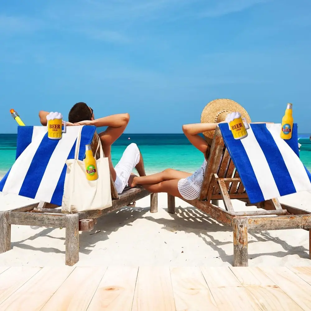 

4pcs Beer Bottles Style Beach Towel Clips Beer Mugs Style Yellow Large Clothespins Creative Windproof Clothes Pins Beach Chairs