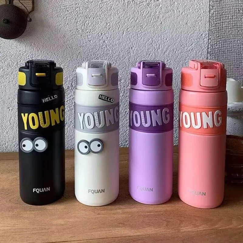 

650ml 316 Stainless Steel Water Bottle Vacuum Insulated Cup Portable Straw Cup Student Water Cup Thermos Bottle