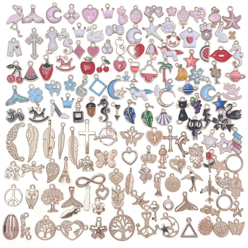 150pcs Charms For Jewelry Making Gold plated Enamel Charms Earring 