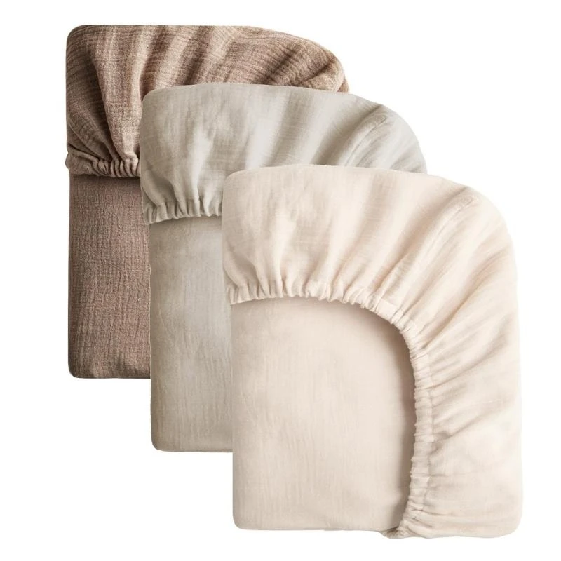 M76C 2pcs/3pcs Breathable Baby Bed Sheet Boys Girls Crib Fitted Sheet Removable Slipcover Comfortable Bed Cover for Infant