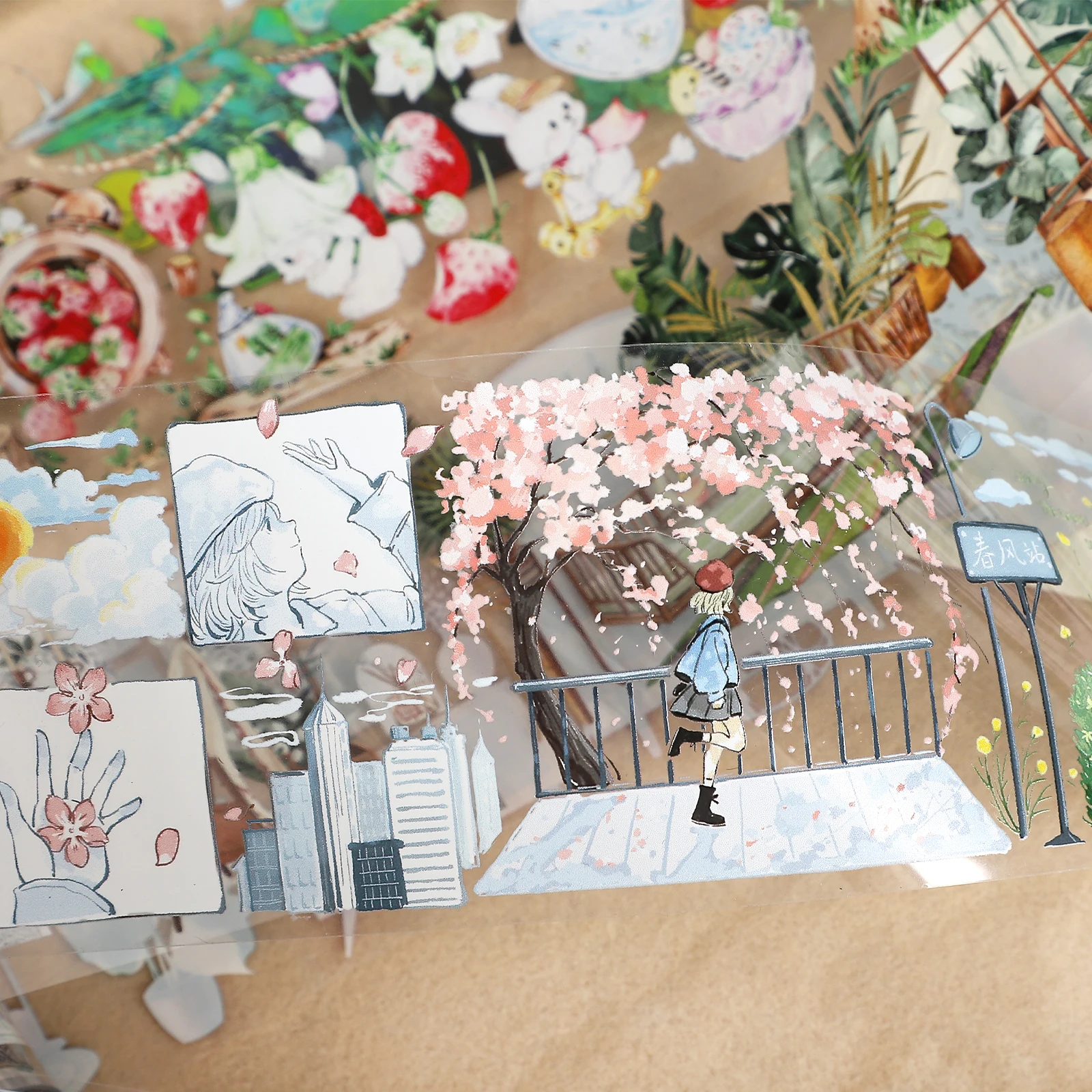 JIANWU 500/1000cm Vintage Plant Character Landscaping PET Tape Creative DIY Journal Material Collage Scrapbook Stationery 5