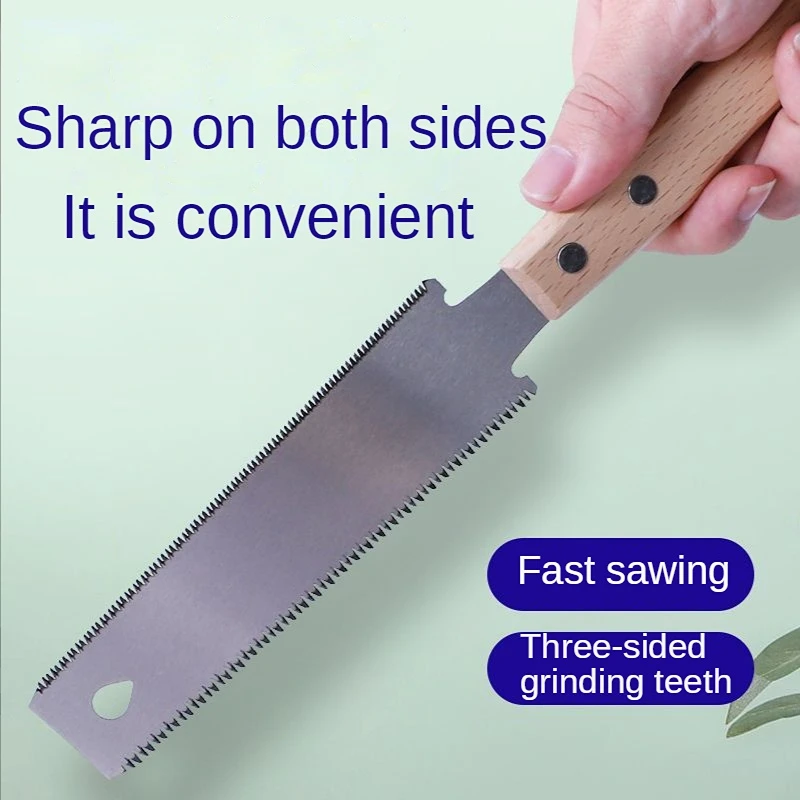 Description Picture 2 of item310MM Hacksaw Double Edge Japanese Pull Saw Flexible Blade Woodworking Cutting Handsaw Wooden Handle Small Double-Sided Saw