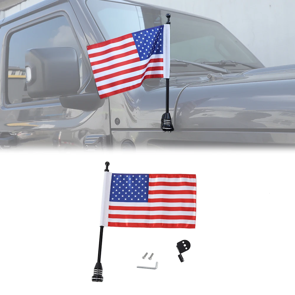 

Car Front Engine Cover Flagpole Bracket for Jeep Wrangler JL 2018-2023 Flag Pole Holder With Flag Atuo Exterior Accessories Kits