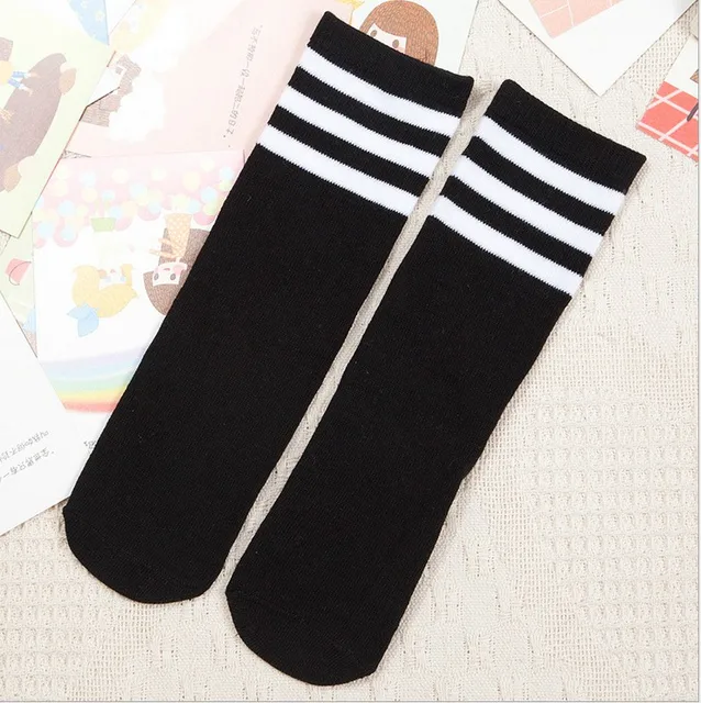 Kids Knee High Socks Girls Boys Football Stripes Cotton Sports School White Socks Skate Children Baby Long Tube Leg Warm 05