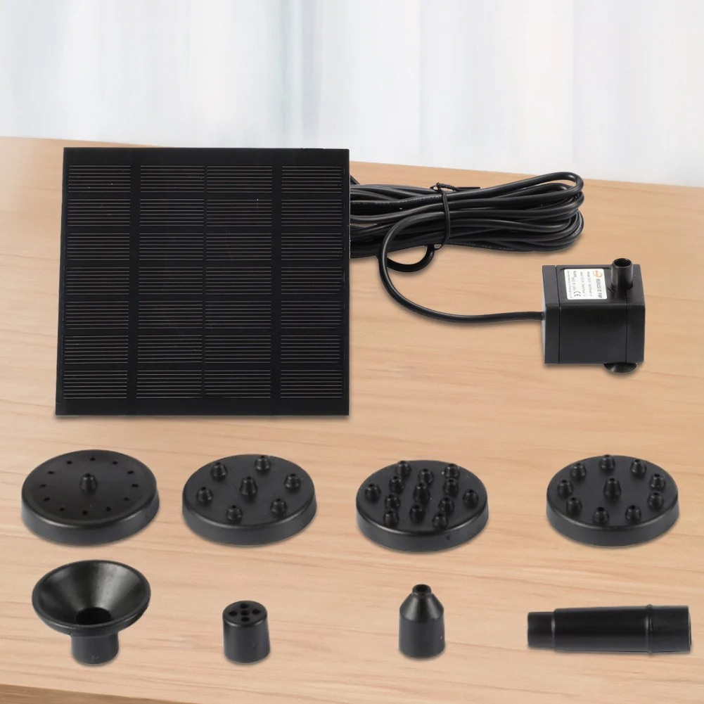 1.2W Solar Fountain Pond Pump Kit with 6 Nozzles Solar Powered Fountain Water Pump Solar Fountain for BirdBath Garden Small Pond