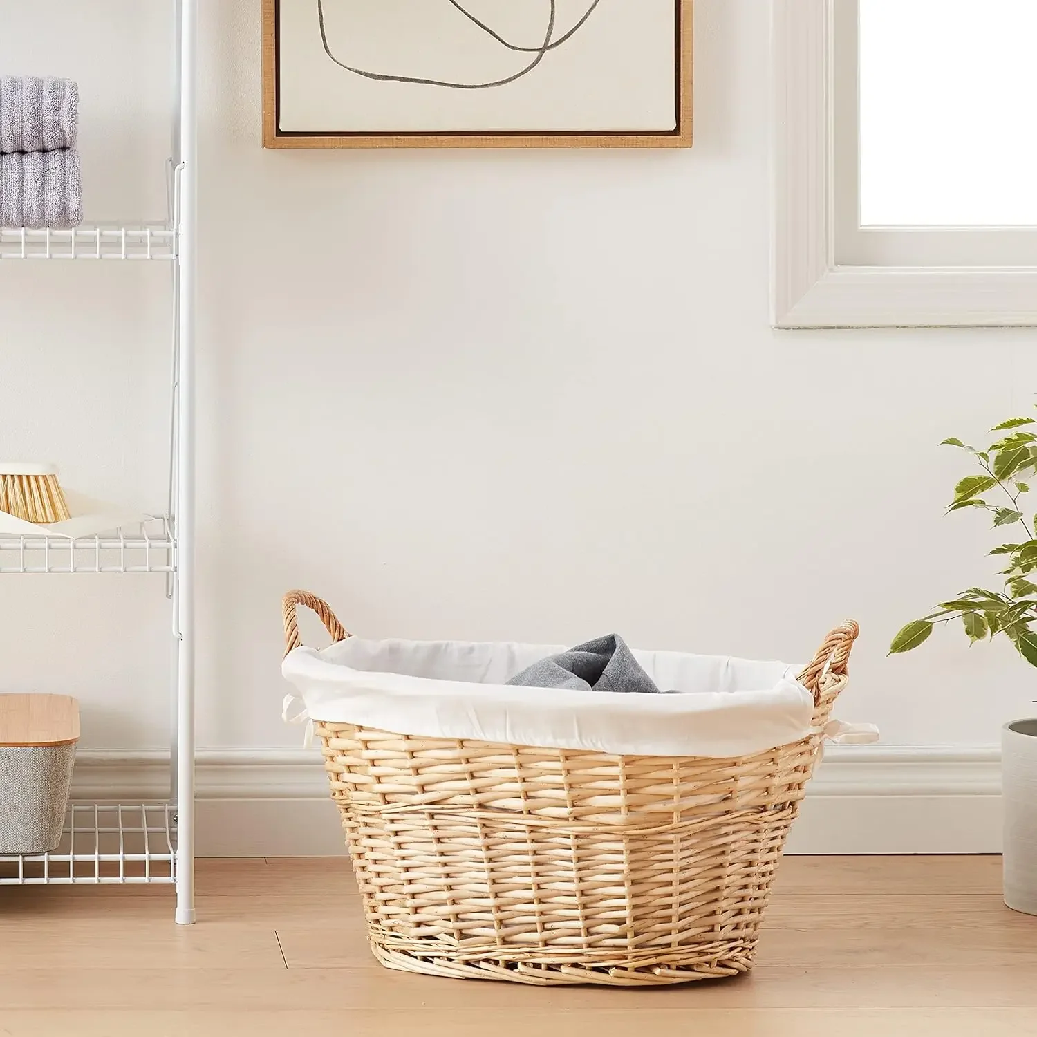 Handwoven Willow Laundry Basket image 2