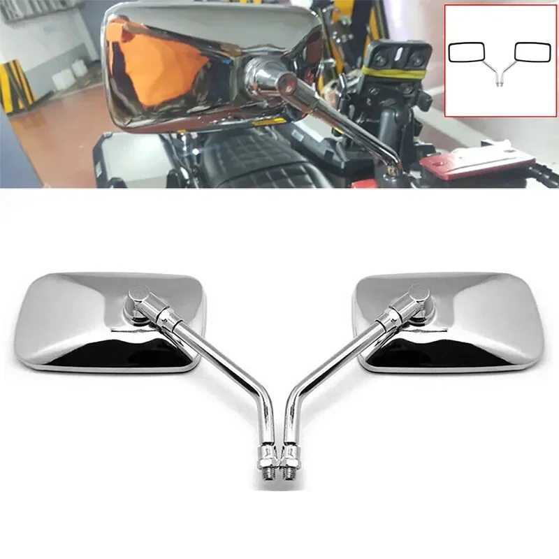 Universal Rectangle Motorcycle Rearview Mirrors Pair 10mm Chrome retrovisor moto mirror moto For Honda Motorbike Scooter E-Bike motorcycle mirror,motorcycle mirrors