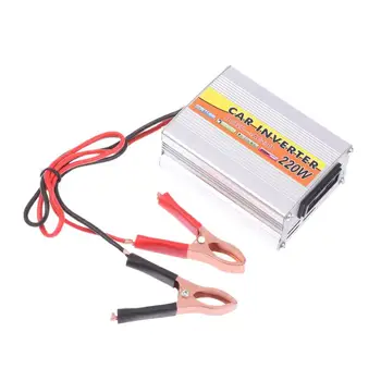 อินเวอร์เตอร์พลังงาน 220W สำหรับติดตั้งในรถยนต์ อินเวอร์เตอร์พลังงานแสงอาทิตย์แบบพกพา แปลงไฟ DC 12V เป็น AC 220V พร้อมช่องเสียบ USB และคลิปหนีบแบตเตอรี่ 7