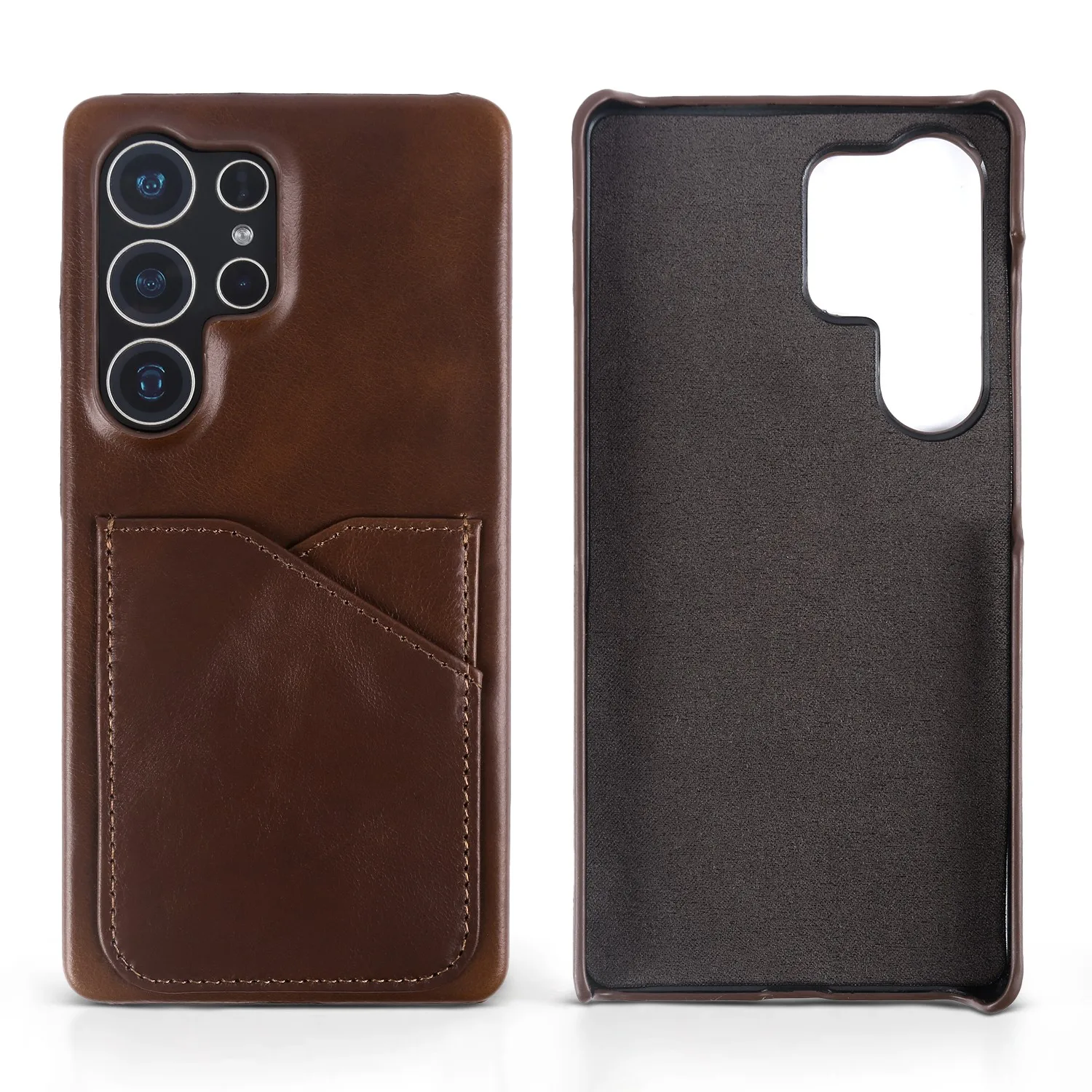 Premium Genuine Leather Card Slot Vintage Phone Back Cover Case