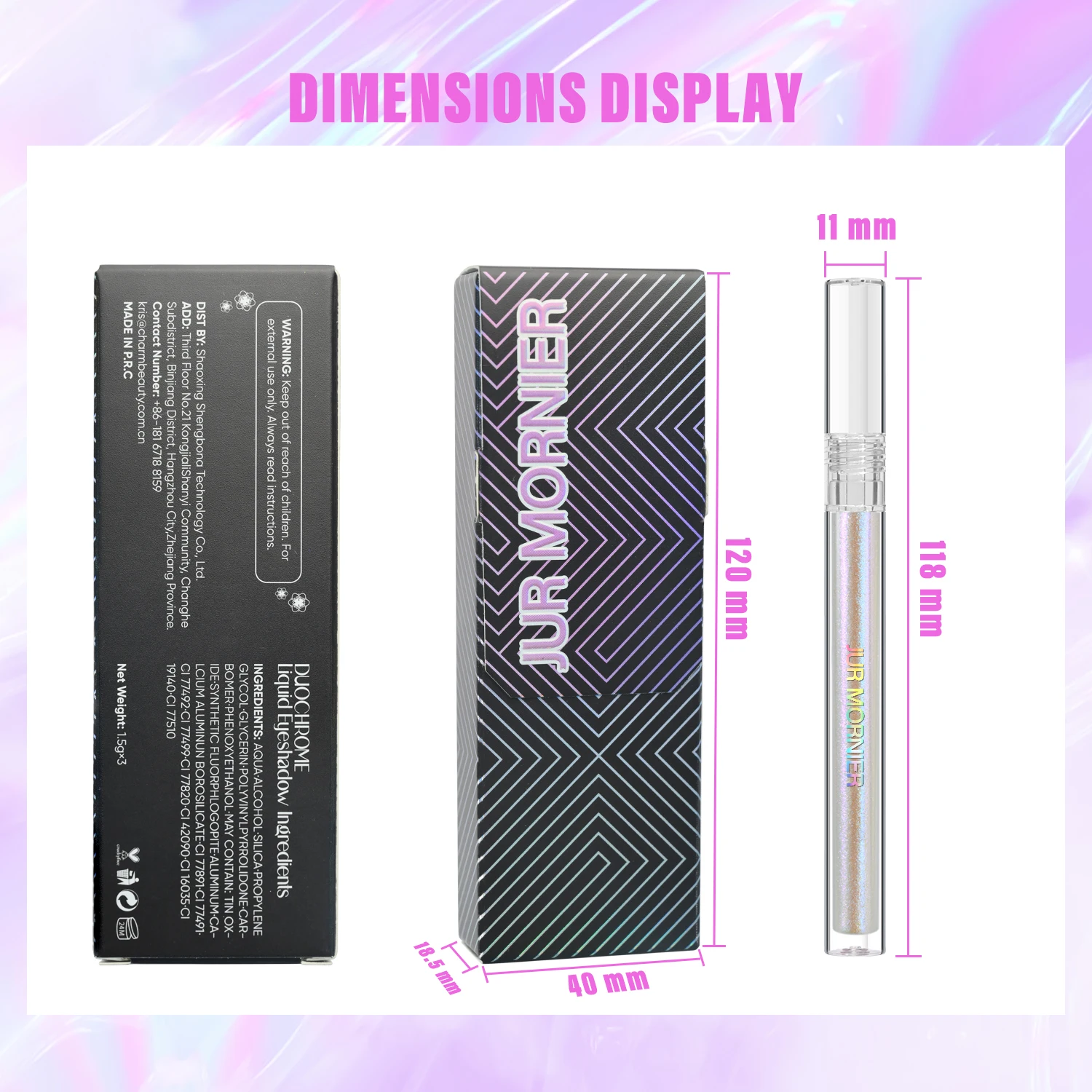 JUR MORNIER 3 Pcs Duochrome Eyeshadow Liquid Set High Pigment Waterproof More Use Eyeliner Highlighter Eye Shadow Glitter Mskeup eye shadow