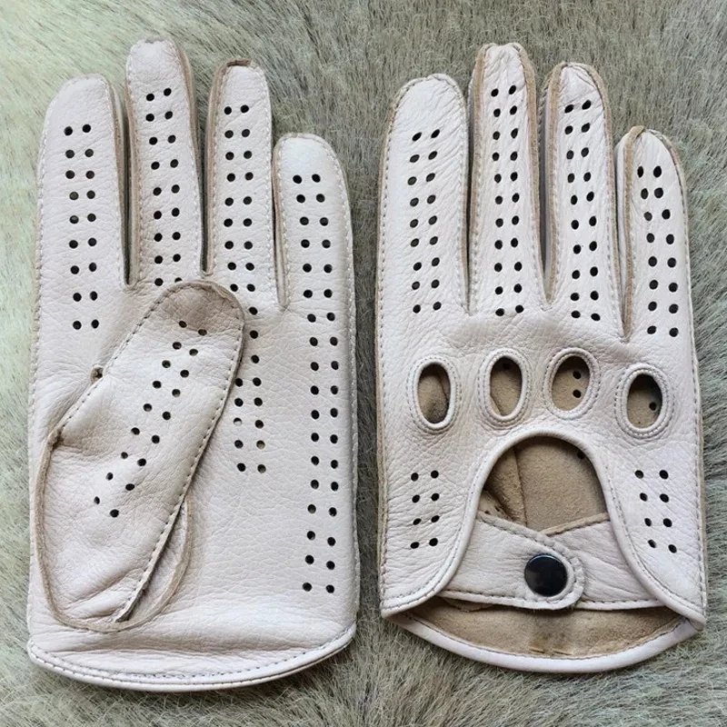 

2023 New Men Leather Gloves Riding Slip Non Unlined Driving Mitten Full Finger For Male Motorcycle Cycling Mittens