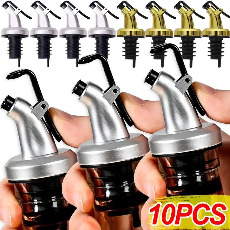 Oil Bottle Stopper Rubber Lock Plug Seal Leak-proof Food Grade Plastic Nozzle Sprayer Wine Vinegar Spouts Kitchen Tools 1/10x oil bottle stopper