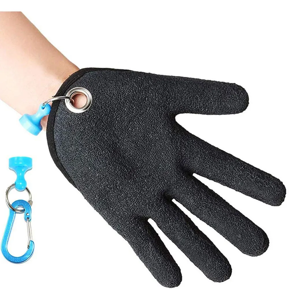 Fishing Catching Gloves Non-Slip Fisherman Protect Hand,Fishing Gloves with  Magnet Release,Anti-Slip Protect Hand from Puncture Scrapes (Black)