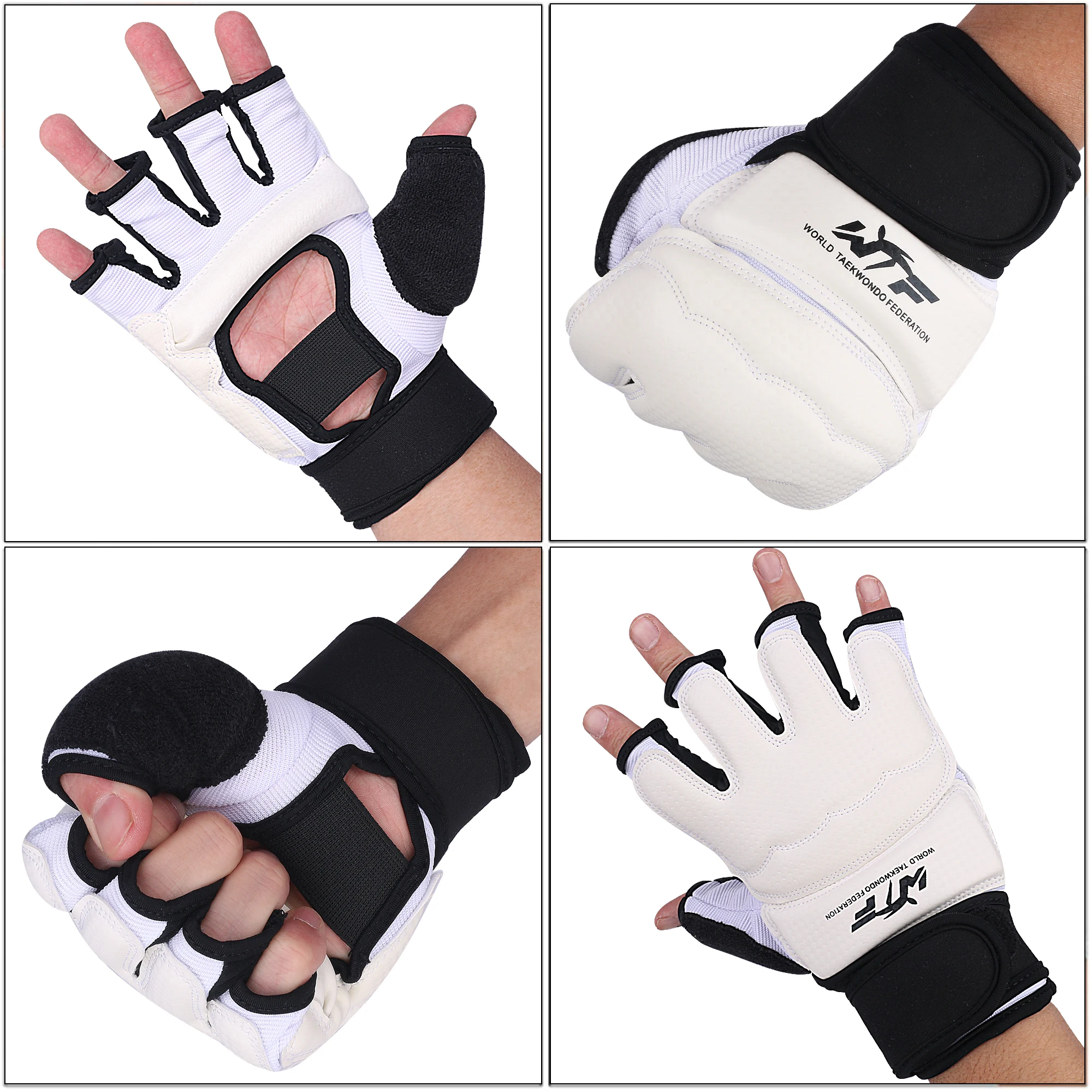 1 Pair Taekwondo Hand Protection Gloves Half Finger Mittens Tkd Foot