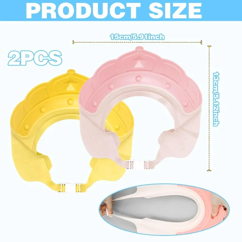 Shampoo Hat Children's Bath Hat Crown, Infant Shampoo Waterproof and Adjustable Silicone Ear Protector Baby Tool