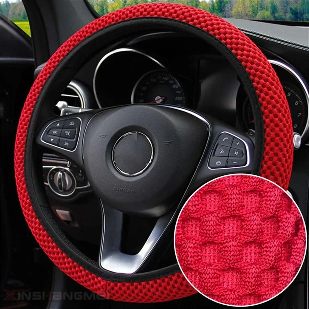 Vibrant Non-Slip Cloth Car Steering Wheel Cover - Fashionable Auto Decoration, 38CM