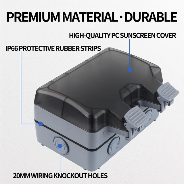 เต้ารับไฟฟ้ากันน้ำสำหรับภายนอกอาคาร GTRIC มาตรฐาน EU FR UK US ปลั๊กไฟ 250V 16A IP66 ป้องกันฝุ่นและสภาพอากาศ ปลั๊กคู่สำหรับภายนอกอาคาร 2