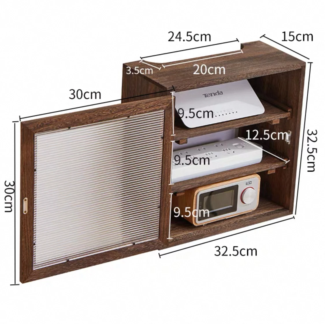 Wooden Router Storage Box Wall Mount – WiFi Router Shelf With Ventilation Holes For Modem, Set-Top Box & Media Players