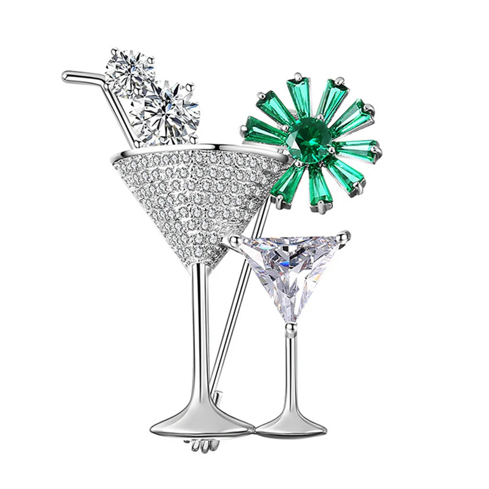 

1pc Creative Personalized Cocktail Metal Brooch Clothing Accessories Ornaments with Plus Rhinestone for Wedding Banquet Party