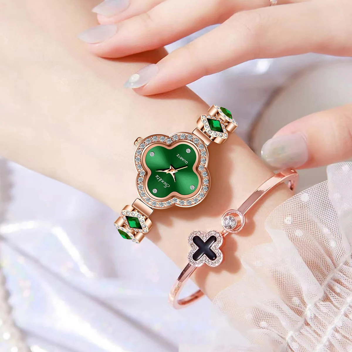 LIGE New Ladies Fourleaf clover Wristwatch Waterproof Stainless Steel Watch for Woman Simple Casual Dress Womens Quartz Watches 4