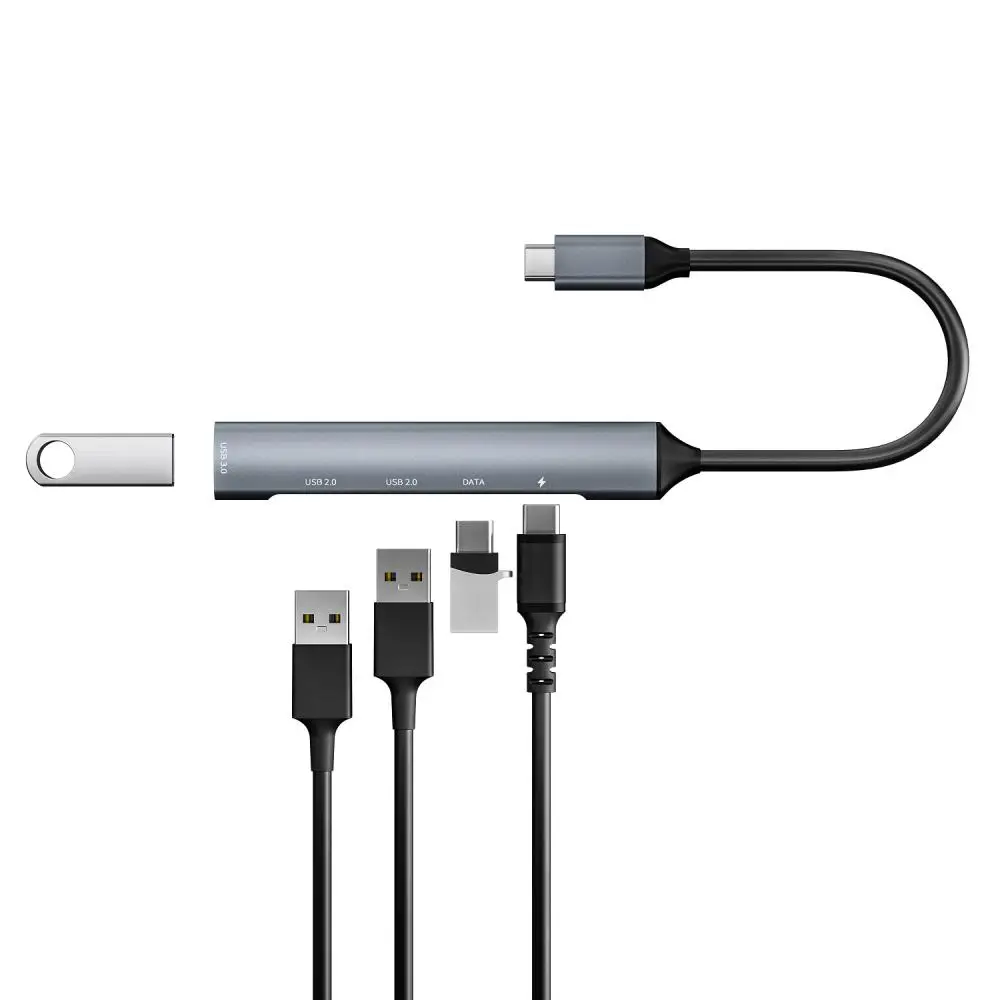 RYRA USB-C 확장 도크, USB 3.0 USB-C 5 포트 멀티 스플리터 어댑터, 맥북 PC 노트북 지지대 PD 65W 고속 충전