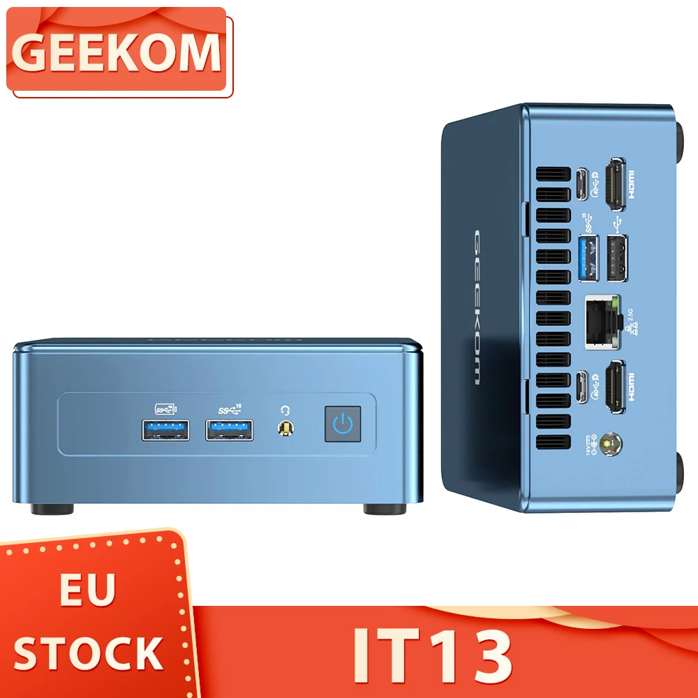 Geekom It13 Mini Pc, Intel Core I7-13620H 10 Core Fino A 4.9Ghz, 32Gb Ram 1Tb Ssd, Wifi 6E Bluetooth 5.2, Supporto Quad-Display