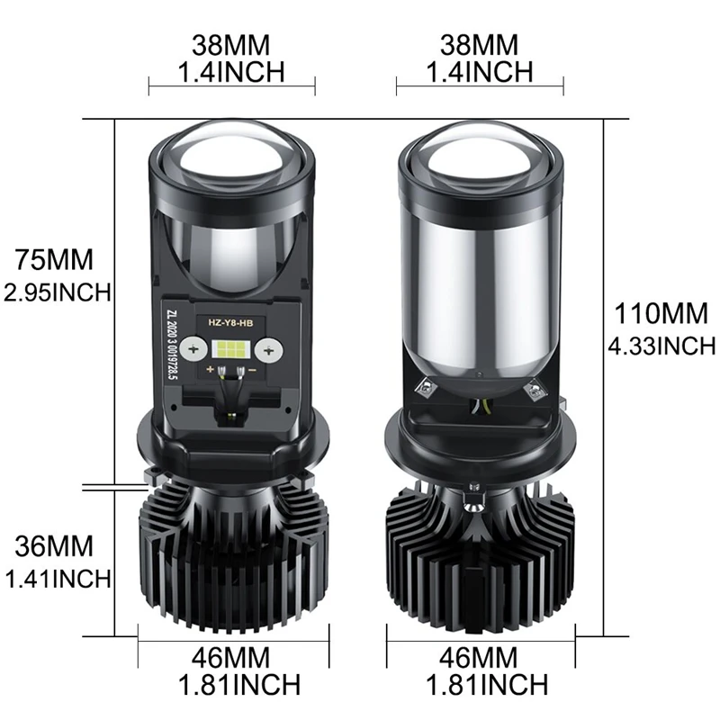 H4 LED 120W/Pair Car Headlight High Beam Low Beam Super Bright Mini Lens Headlight H4 Fan Fog Lamps Waterproof IP67 Canbus Bulb led car lights led lights led bulbs led headlights led car headlights car headlamps