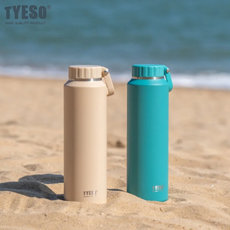 TYESO Stainless Steel Insulated Sports Thermos Cup with Handle - Portable and Durable Thermal Mug for Outdoor Travel (500/710ml)