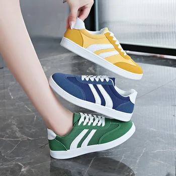 Women Tennis Sneakers Flats Ladies Fashion Mixed Colors Lace-up Vulcanized Shoes Spring Autumn Woman Outdoor Trainers Footwear 1