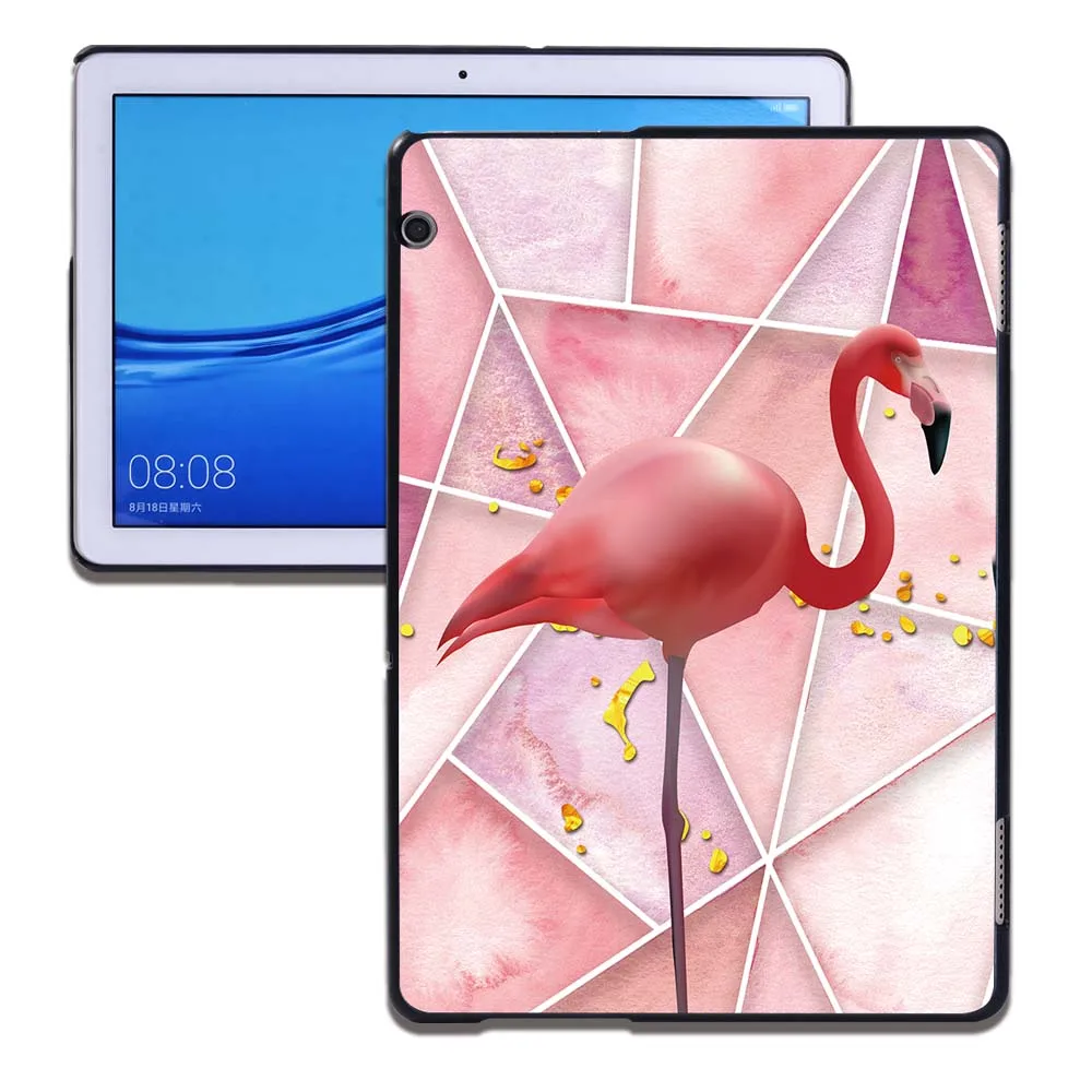 

Cover For Huawei MediaPad T5 10 10.1 Inch Flamingo Series Ultra-slim Durable Plastic Tablet Hard Shell Case + Free Stylus