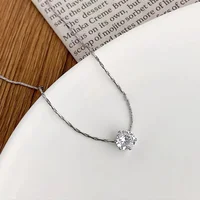 Stainless Steel Gold Plated Dainty Minimalist Zircon Charm Anti Tarnish Chain Round Clear Cz Stone Necklace for Women Jewelry 5