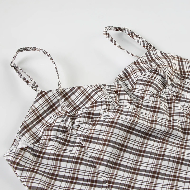 Chaleco a cuadros Y2K para mujer, estilo retro, con botones y abertura en el bajo, camisola estética chic, moda sin mangas, conjuntos de verano 2025