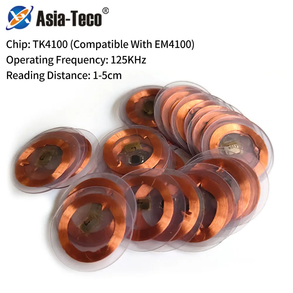 100 Pcs 125KHz EM4100 / 13.56Mhz M1 Coil Transparent Coin Card Read Only Keyfob RFID Proximity Access Control Card Tags Keychain 10pcs em rfid card em4100 tk4100 access control card read only keyfob rfid tags sticker key fob token proximity card chip 125khz