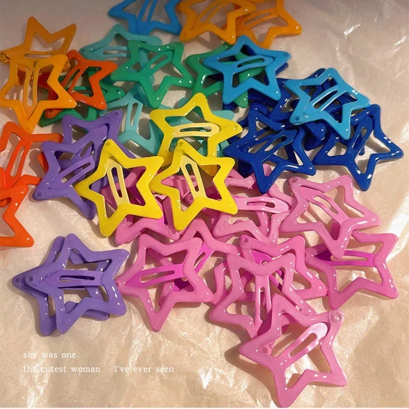 Hair Clips 1PC Colorful Y2K Star Women Grils Cute Metal Star Hairpins Side Barrettes Hair Grip Accessories Headwear