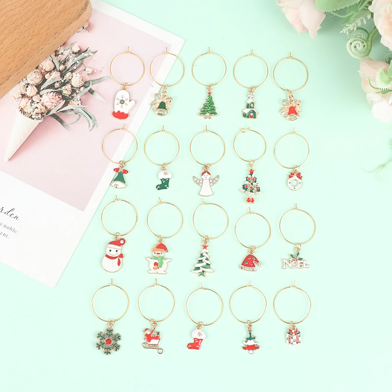 20pcs Christmas Wine Glass Charms Delicate Useful Durable Wine Cup Tags Cup Decorations Markers For House Party