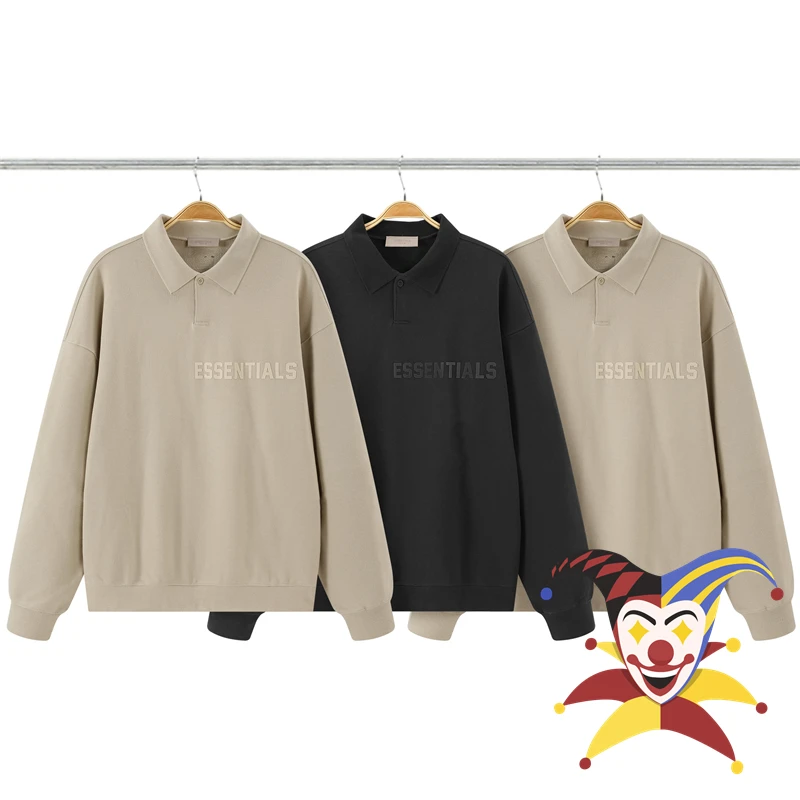 

Essentials Polo V-neck Flocking Logo Sweatshirts Men Women Oversize Vintage Hoodie