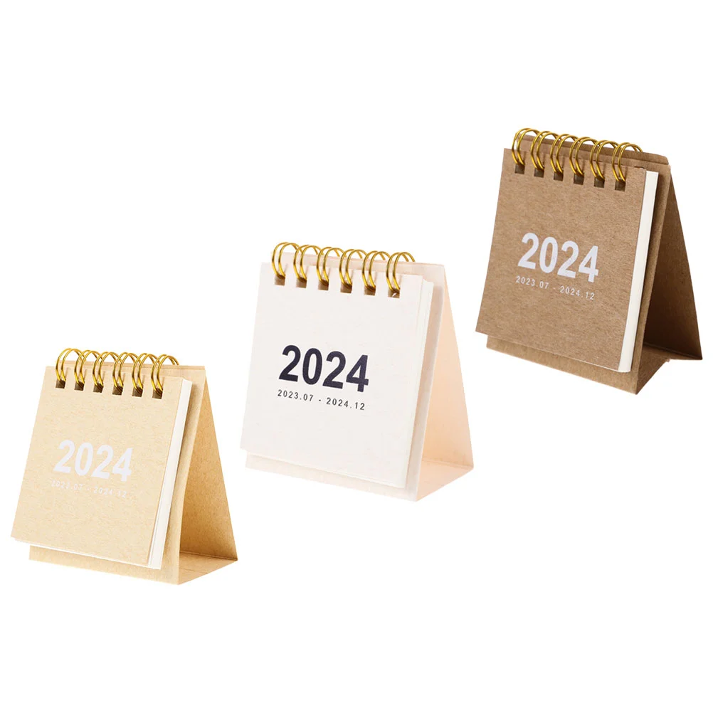 3pcs Office Month Calendar Convenient Table Calendar 2024 Mini Calendar Decoration Small Calendar 2024 mini desk calendar delicate convenient desktop creative decor table ornament