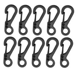 10-Pack Mini Carabiner Paracord Tactical Gear Hooks (Black)