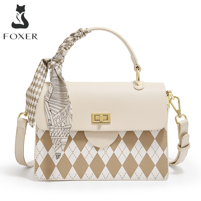 FOXER Color Blocked Handbag for Women 2025 New Summer PU Shoulder Crossbody Bag Purse Female's Small Square Bag Gift for Mom
