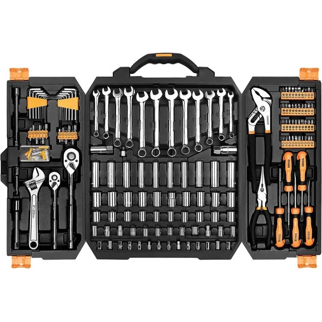 192 Piece Mechanics Tool Set Socket Wrench Set, Plastic Storage Case with Auto Repair Hand Tool Kit Wrench Tool Box Set 1