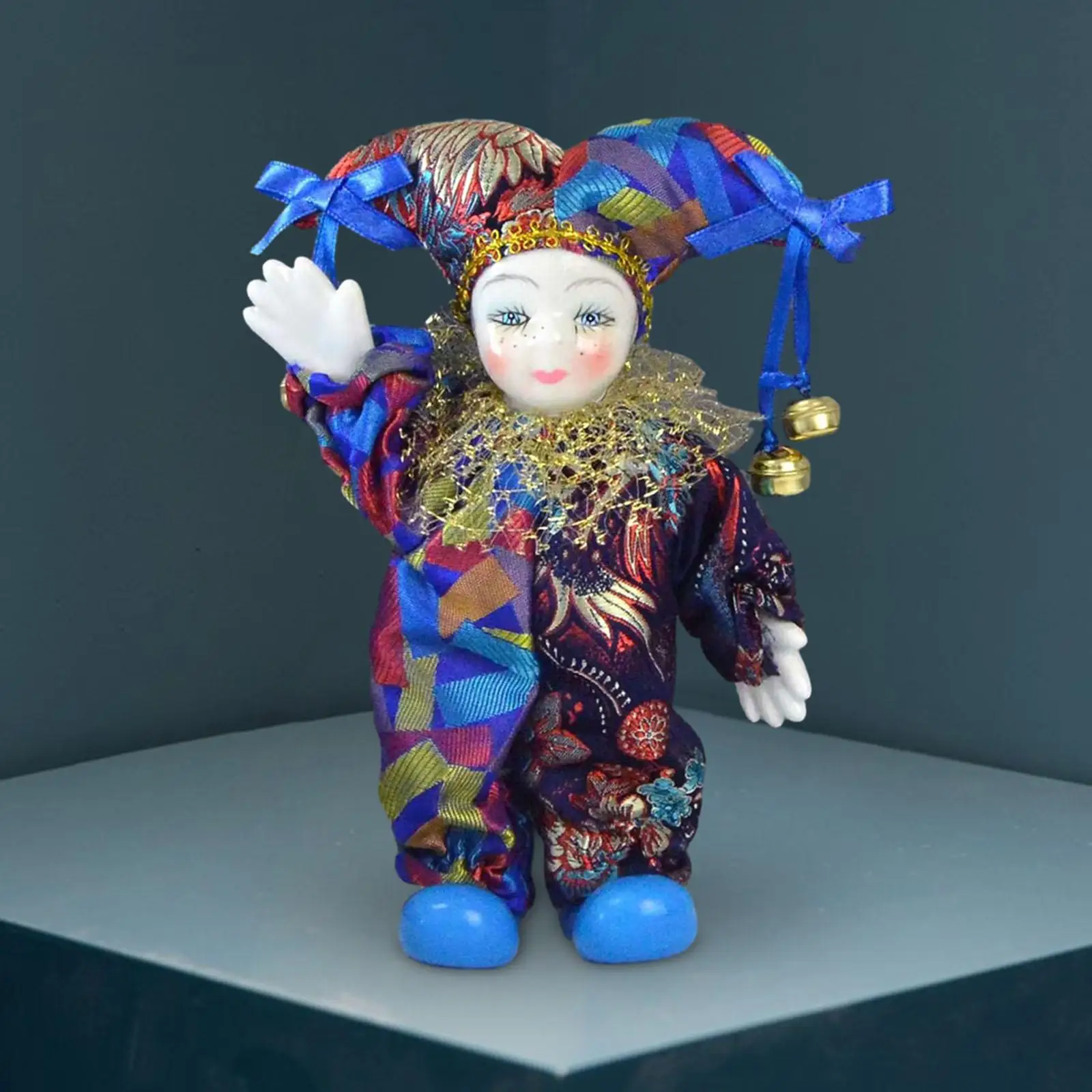 

Clown Doll Painted Face Movable Joint 7.87'' Home Display Jester Doll for Arts Crafts Birthday Souvenirs Party Favor Festival