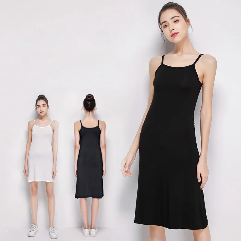 Summer Full Slips Dress For Women Soft Modal Sleeveless Underskirt Petticoat Inner Sling Dress Full Slip Women Under