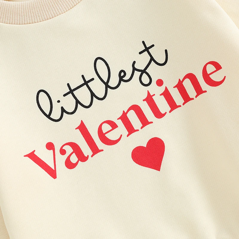 -10-26 Lioraitiin Toddler Baby Boy Valentine's Day Outfits Long Sleeve Heart Letter Print Sweatshirts and Pants Clothes Set