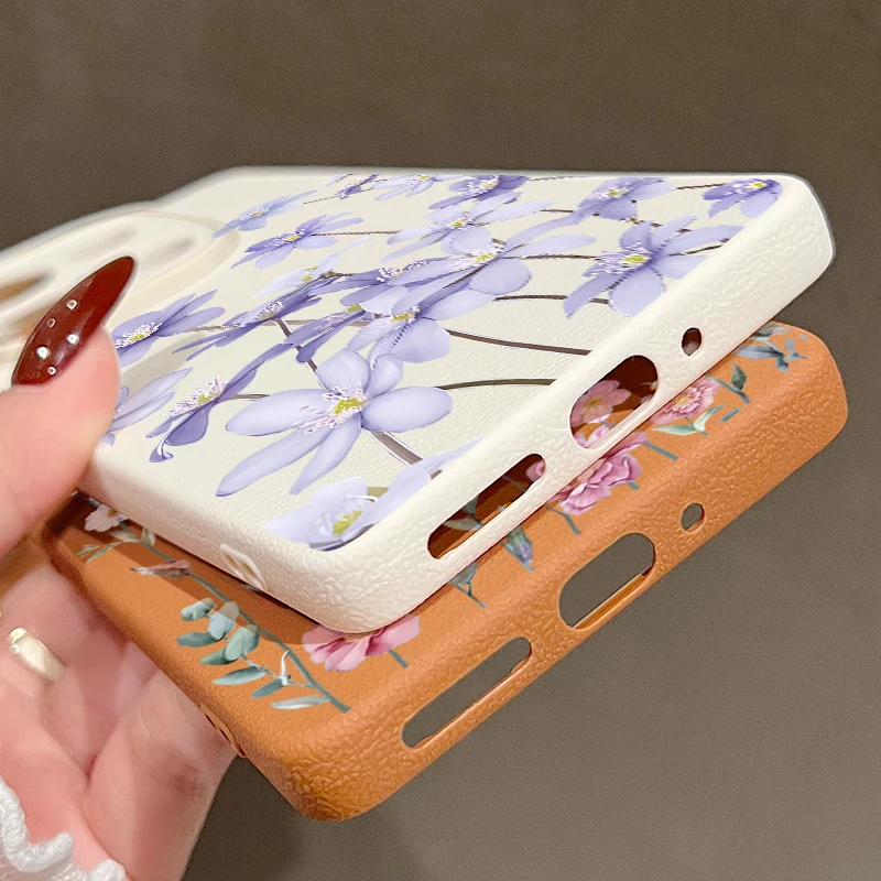 Floral Leather Texture Soft Phone Case